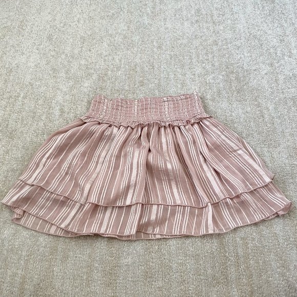 Abercrombie & Fitch Striped Ruffle Mini Skirt XS Pink - Picture 1 of 9